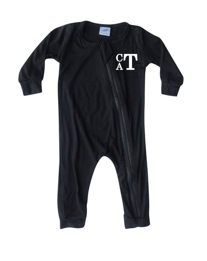 Personalized Initial Silky Long Sleeve Zipper Baby Romper