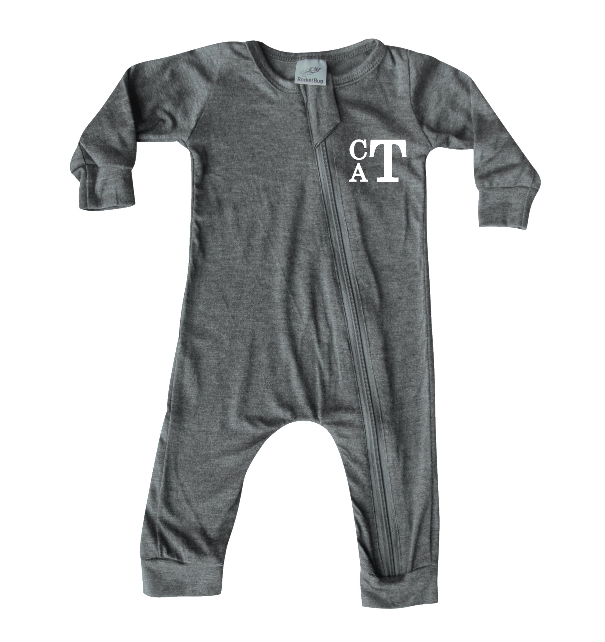 Personalized Initial Silky Long Sleeve Zipper Baby Romper