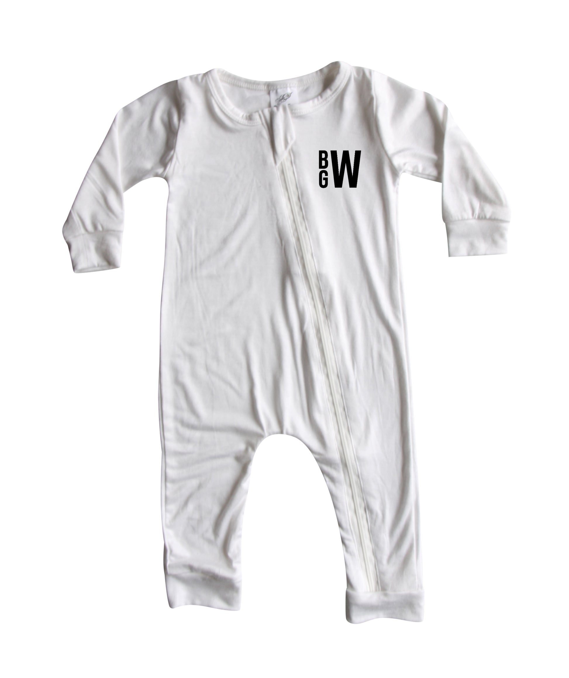 Personalized Initial Silky Long Sleeve Zipper Baby Romper